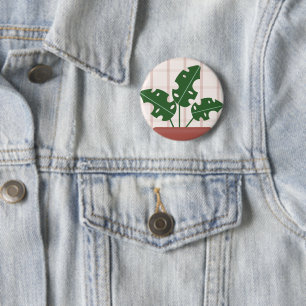 Moderne grüne Monstera-Blatt-Geburtstagskarte Button