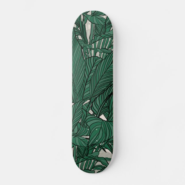 Moderne grüne Pflanze Botanisches Design Skateboard (Vorderseite)