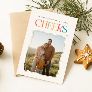 Moderne grüne Retro-Familienfoto-Weihnachtsfeier Feiertagspostkarte