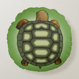 Moderne grüne Schildkröte auf grünem runden Kissen
