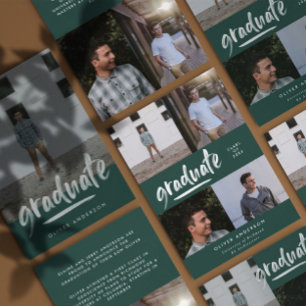 Moderne grüne Schrift 4 Foto stilvoller Abschluss Einladung