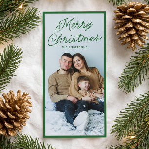 Moderne grüne Schrift Frohe Weihnachten Hohe Foto