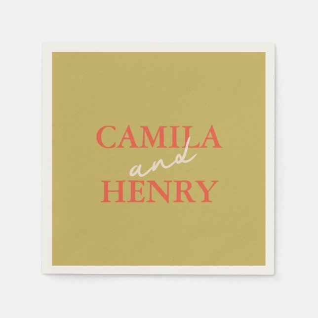 Moderne grüne Schrift Hochzeit von Napkins Serviette (Vorderseite)