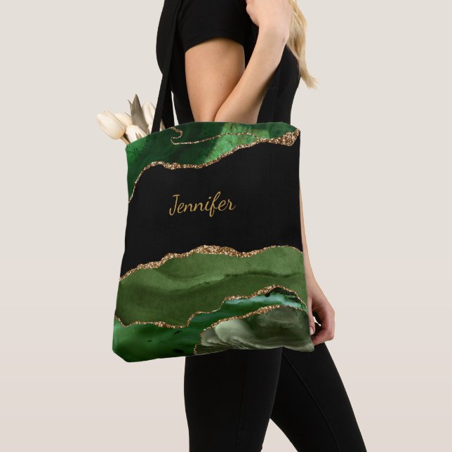 Moderne grüne schwarze Agate Crystal personalisier (Von Nahem)