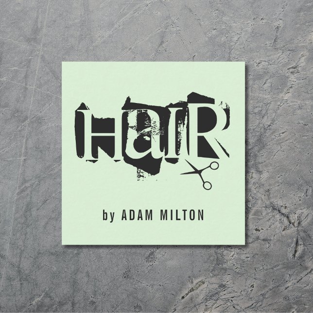 Moderne grüne Schwarzwurzel-Haarstylistin Quadratische Visitenkarte (Von Creator hochgeladen)