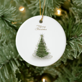 Moderne grüne Spiralen-Weihnachtsbaum, runde Dekor Keramik Ornament