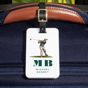 Moderne grüne Sportgolf-Monogramm Gepäckanhänger