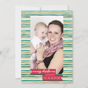Moderne grüne Streifen - Foto Holiday Card Feiertagskarte