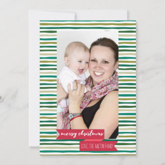 Moderne grüne Streifen - Foto Holiday Card Feiertagskarte