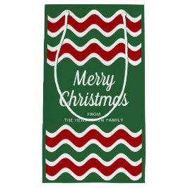 Moderne grüne Streifen frohe Weihnachten Kleine Geschenktüte