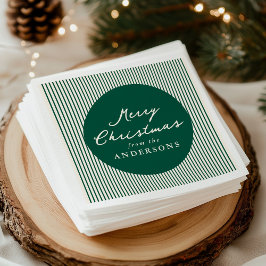 Moderne grüne Streifen frohe Weihnachten Serviette