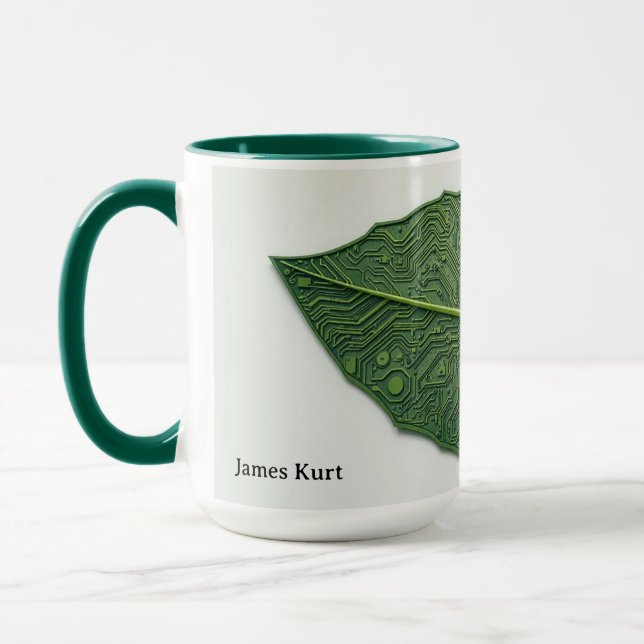 Moderne Grüne Technologie Personalisiertes Blatt Tasse (Links)