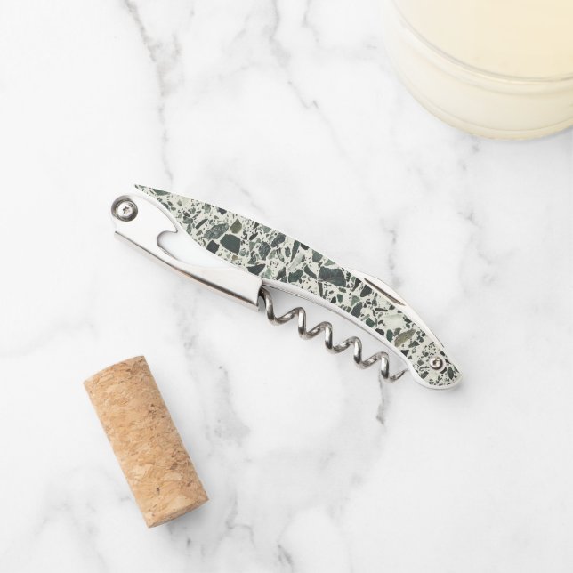 Moderne grüne Terrazzo Kellnermesser (Vorderseite)