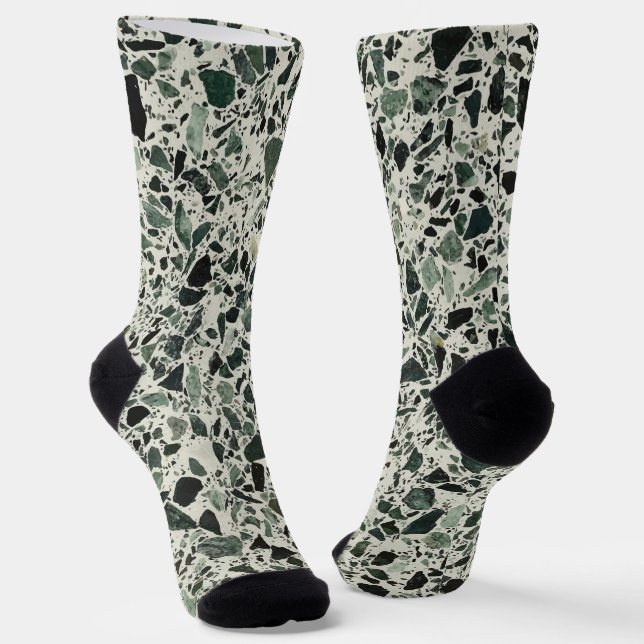 Moderne grüne Terrazzo Socken (Gewinkelt)