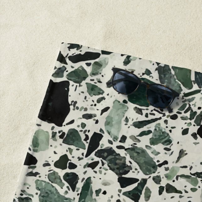 Moderne grüne Terrazzo Strandtuch (Beispiel)