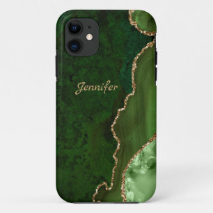 Moderne grüne Tones Gold Agate Crystal personalisi Case-Mate iPhone Hülle