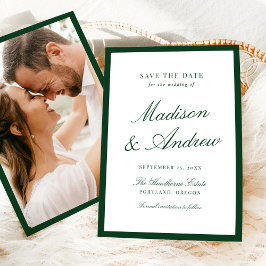 Moderne grüne Umrandung Foto-Hochzeit Save The Date