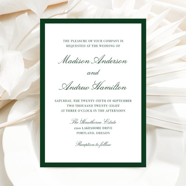 Moderne grüne Umrandung Hochzeit Einladung (Von Creator hochgeladen)