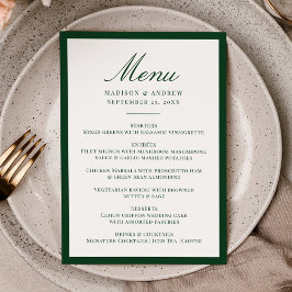 Moderne grüne Umrandung Hochzeit Menükarte
