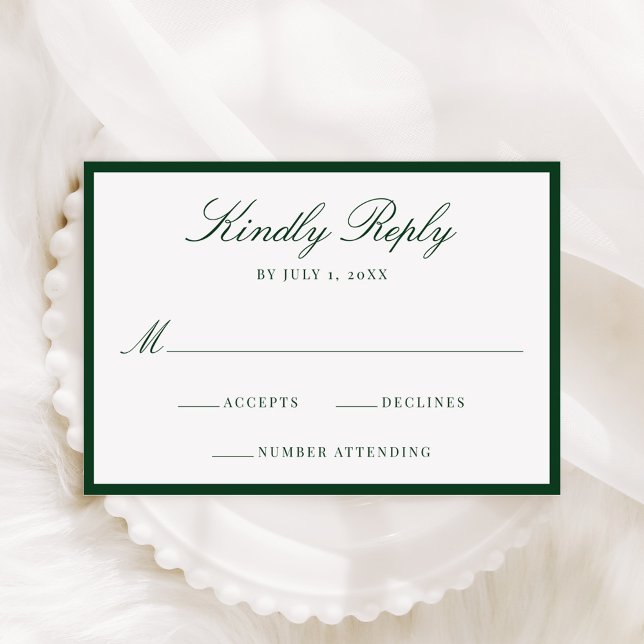 Moderne grüne Umrandung Hochzeit RSVP Karte (Von Creator hochgeladen)