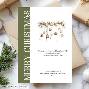 Moderne grüne und goldene Weihnachtsgrußkarte Feiertagskarte