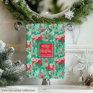 Moderne grüne und magentafarbene Weihnachts-Präppy Badhandtuch Set
