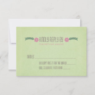 Moderne grüne und rosa Blumenhochzeit UAWG-Karte RSVP Karte