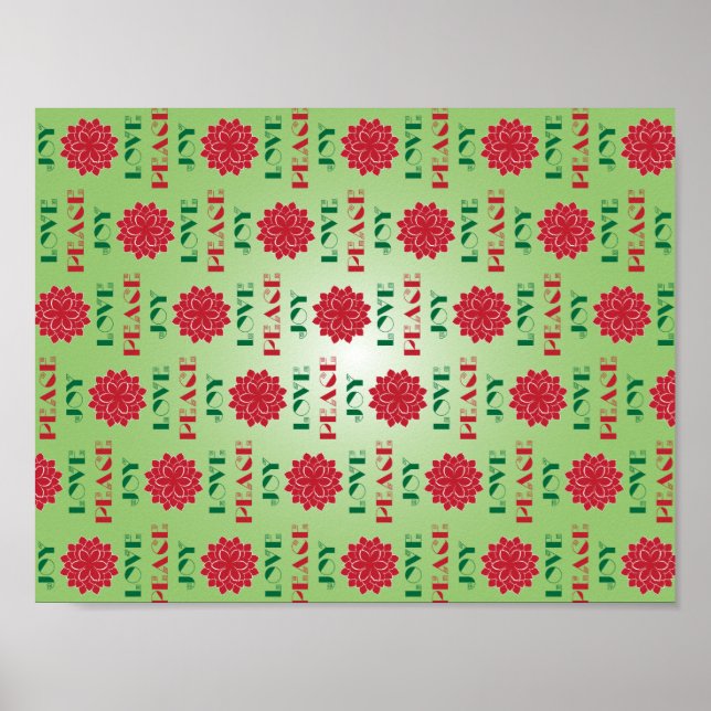 Moderne grüne und rote Liebe, Frieden, Jozia Poster (Vorne)