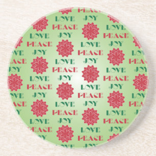 Moderne grüne und rote Liebe, Frieden, Jozia Sandstein Untersetzer