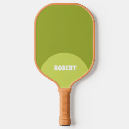 Moderne grüne und weiße Monogramm-Name Pickleball Schläger