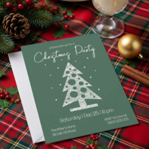 Moderne grüne und weiße Weihnachtsfeier-Einladung Feiertagskarte
