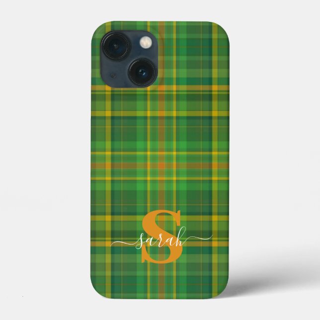Moderne grüne Vintage Monogarie Case-Mate iPhone Hülle (Rückseite)