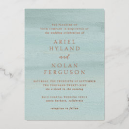 Moderne grüne Wasserfarbe Elegante Hochzeit Folieneinladung