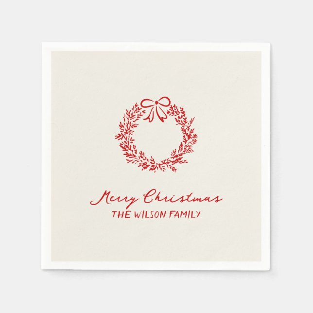 Moderne grüne Weihnachten Serviette (Vorderseite)
