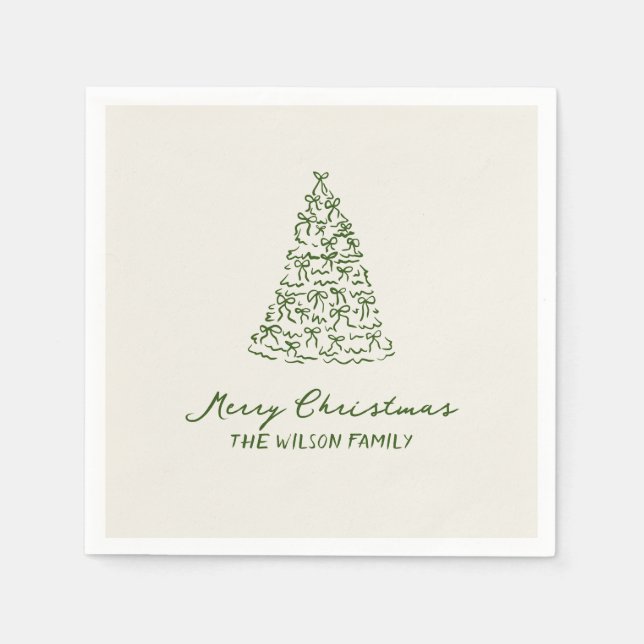 Moderne grüne Weihnachten Serviette (Vorderseite)