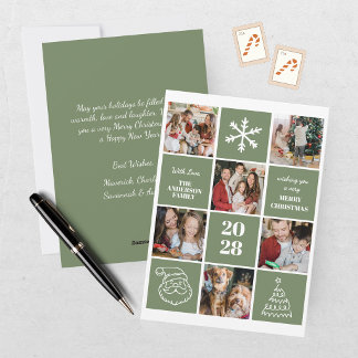 Moderne grüne Weihnachts-Foto-Collage mit sechs Bi Feiertagskarte