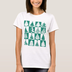 Moderne grüne Weihnachtsbaummuster T-Shirt