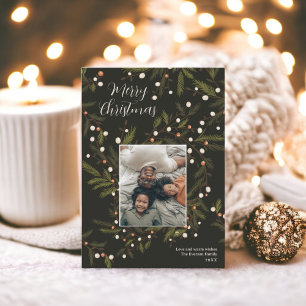 Moderne, grüne Weihnachtsfamilie 4 Fotos Feiertagskarte