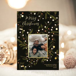 Moderne, grüne Weihnachtsfamilie 4 Fotos Folien Feiertagskarte