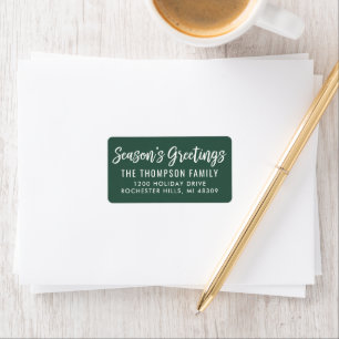 Moderne Grüne Weihnachtsgrüße Schrift Adressaufkleber