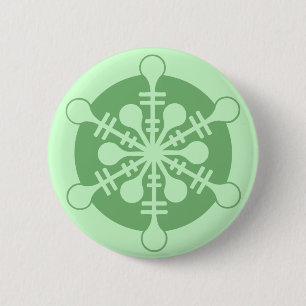 Moderne grüne Weihnachtsschneeflocke mit Button