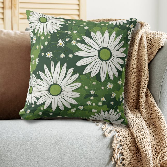 Moderne grüne Weiße Blüte Kissen (Von Creator hochgeladen)