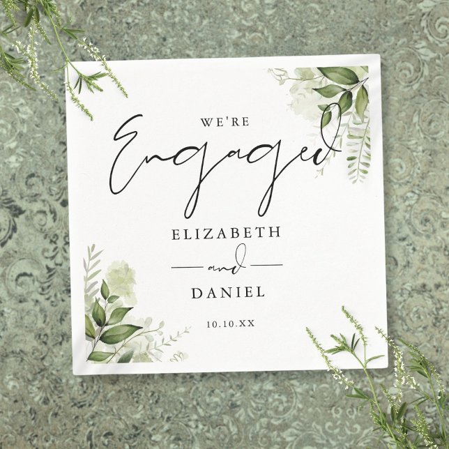 Moderne Grünen florale Engagement Partei Serviette (Modern Greenery Floral Engagement Party Napkins)