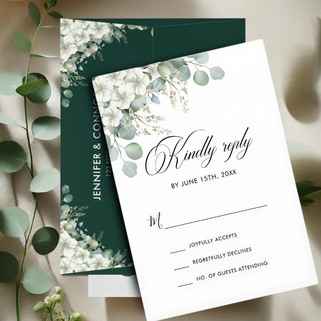 Moderne Grünen Hochzeit RSVP Karte (Von Creator hochgeladen)