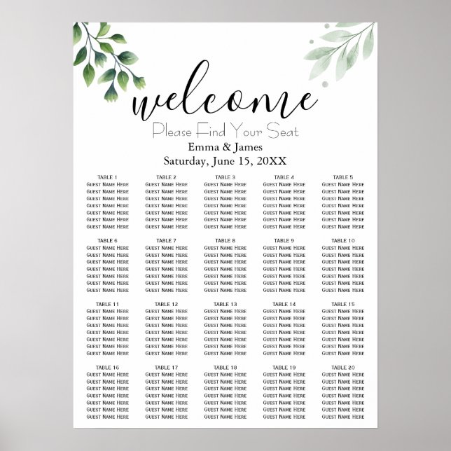 Moderne Grünfläche Hochzeitskarte Poster (Vorne)