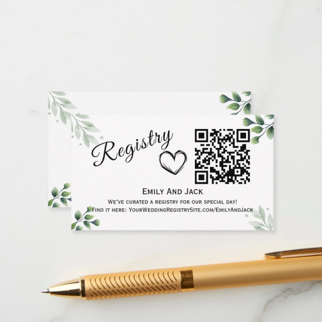 Moderne Grünflächen QR Code Einladung (Vorderseite/Rückseite Beispiel)