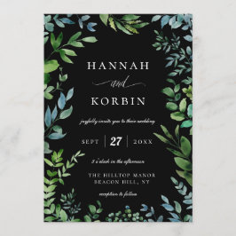 Moderne Grünflächen | Schwarze Hochzeit Einladung