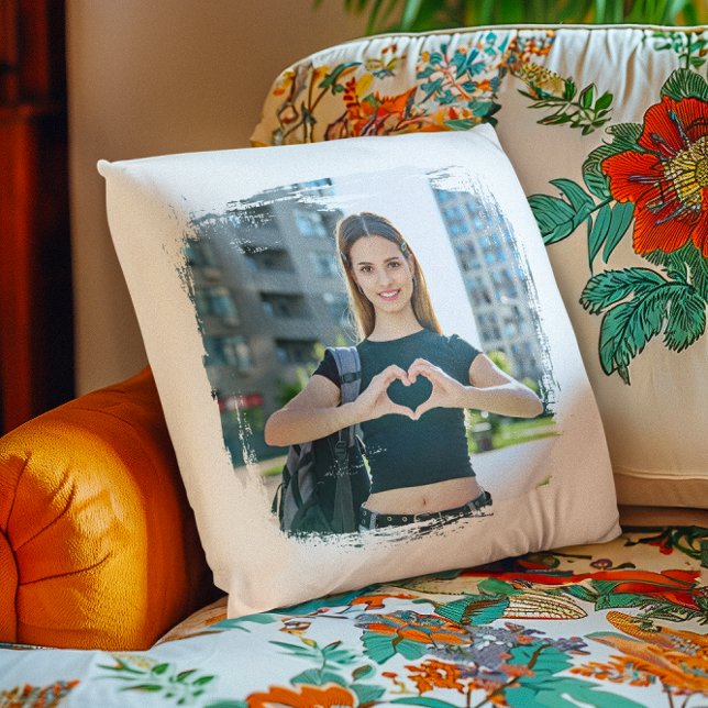 Moderne Grunge Border Fotos Kissen (Create Your Own Photo Pillow)