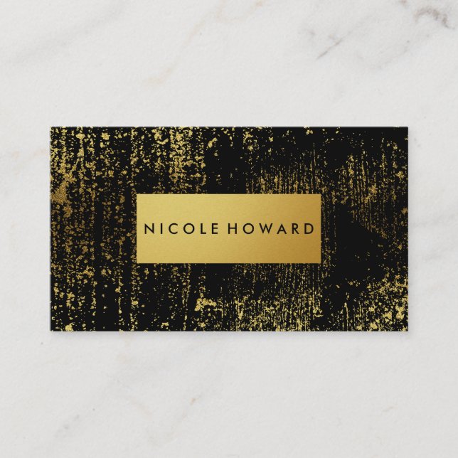 Moderne Grunge und stilvolle Metallic Imitate Gold Visitenkarte (Vorderseite)