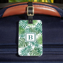 Moderne Grünpalme Verlasse Mit Monogramm